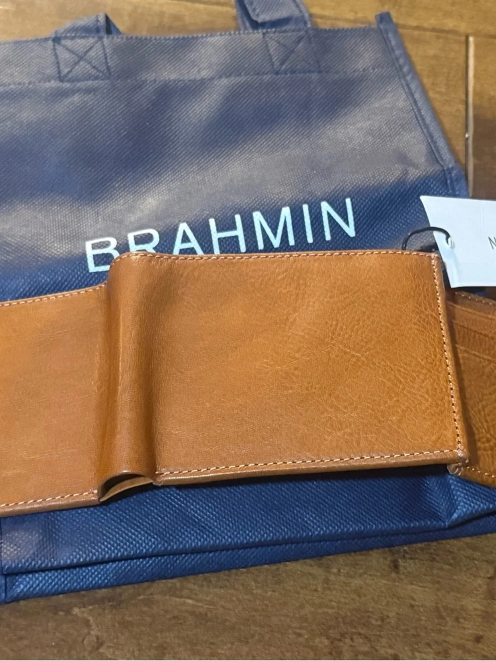 Brahmin Tan Men's Leather Bi-Fold Wallet with ID Window